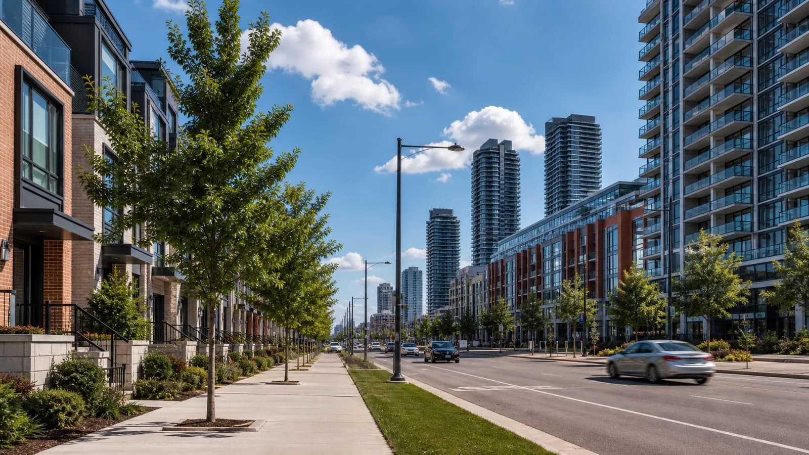 Modern residential homes along Hurontario, Mississauga Ontario