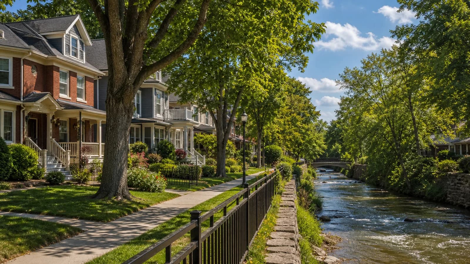 Homes near the Credit River in Streetsville, Mississauga Ontario